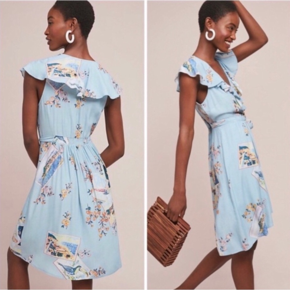 Anthropologie Light Blue Floral Dress